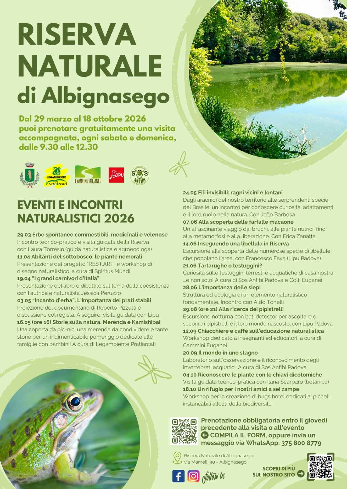 Programma Riserva Naturale Ex Polveriera Albignasego 2026